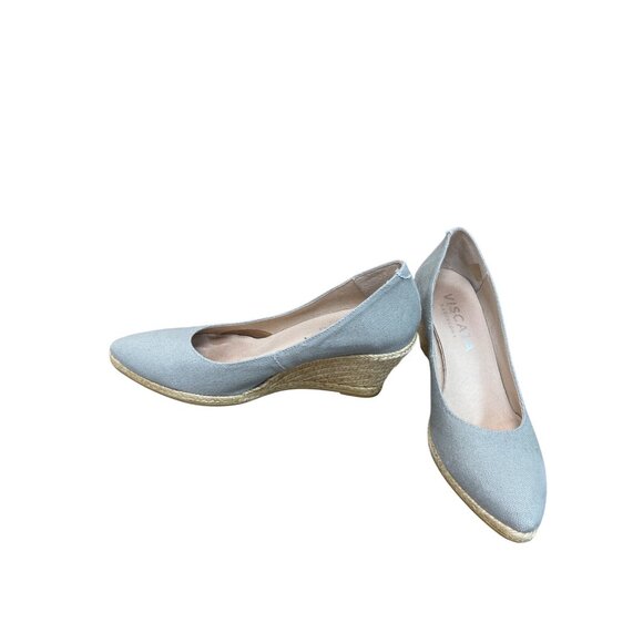 Viscata Barcelona Womens Grey Canvas Wedge Espadrilles shoes size 39/8 SKU 9241 - Picture 2 of 12